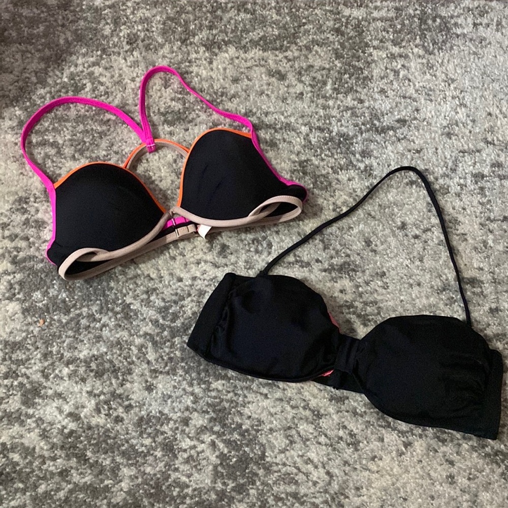 Victoria’s Secret pink swim bikini top black pink orange